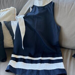 STAUD Black and White Sleeveless Blouse